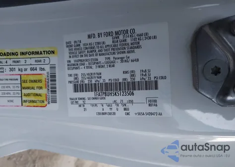 2019 Ford Mustang Ecoboost from USA, damaged, VIN 1FATP8UH5K5123506